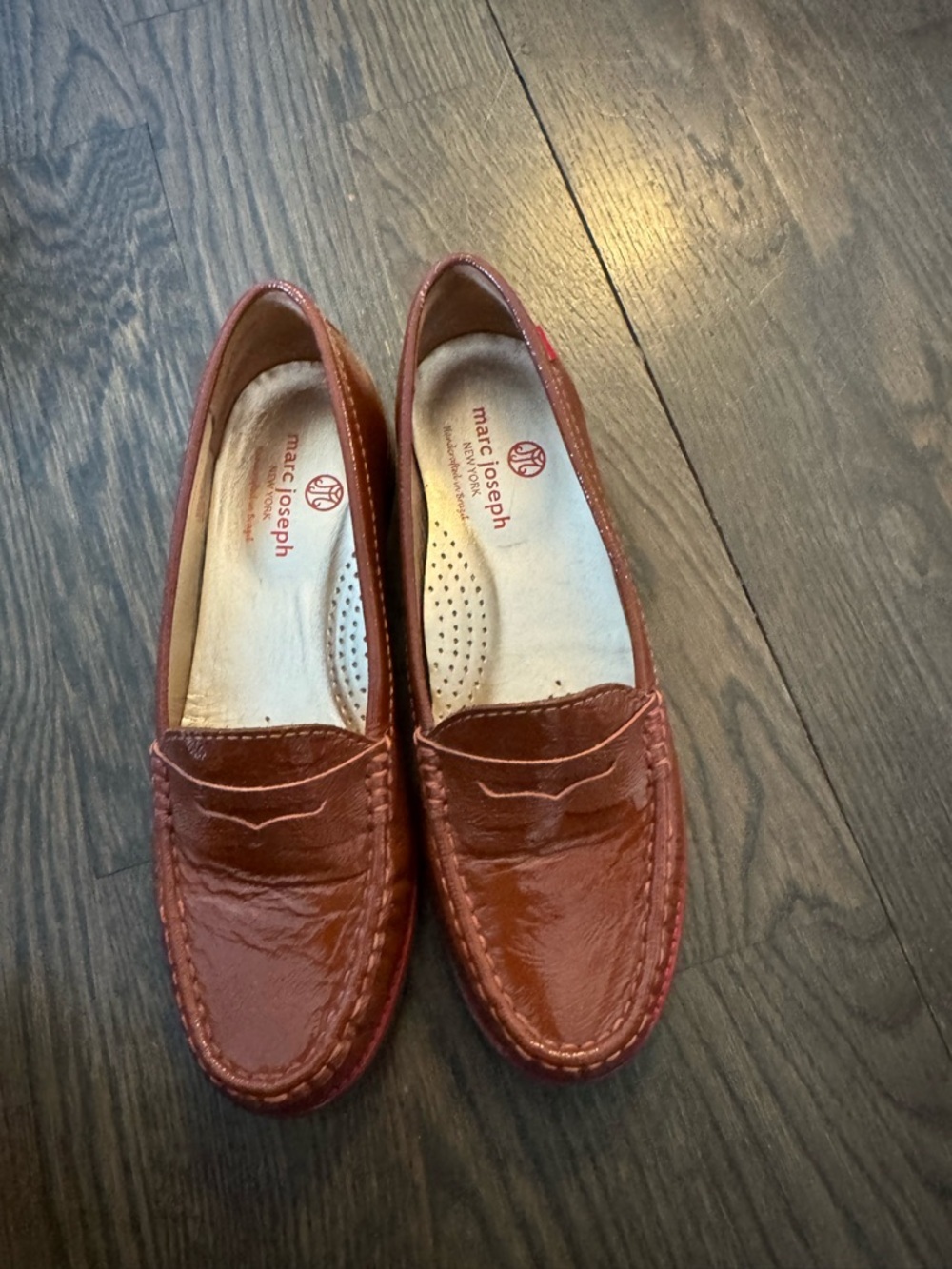 Marc Joseph Women’s Cognac East Village Patent Leather Loafers NWOB